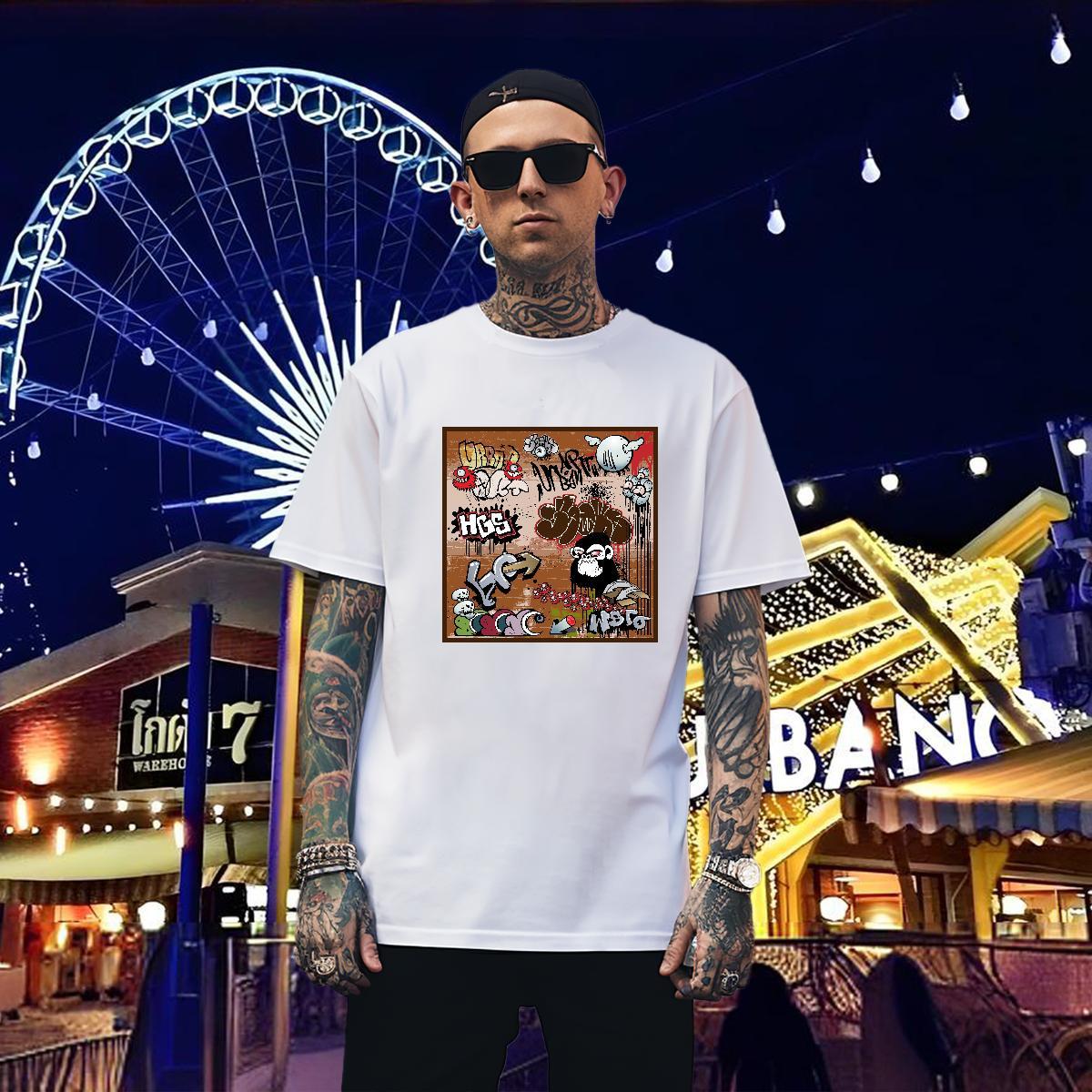 Man T Shirts 230g Cotton icon Hip Hop Crew Neck Graphic Tshirt for Man Woman Fashion Comfortable Clothes