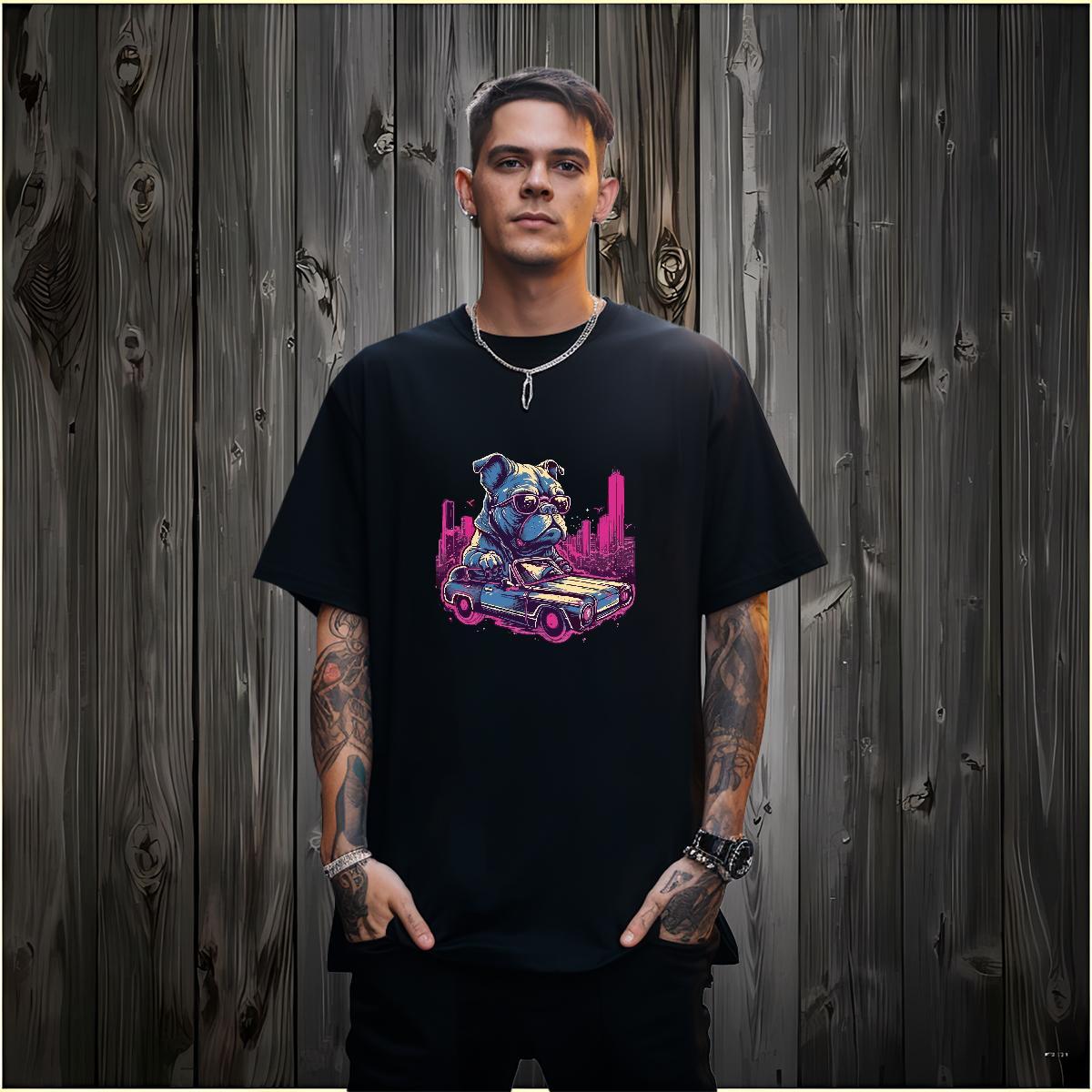 Stylist Man T Shirts 100% Cotton 230g dog Daily Wear Tee Shirt Crew Neck Free Shipping Men Tees DIY Printed