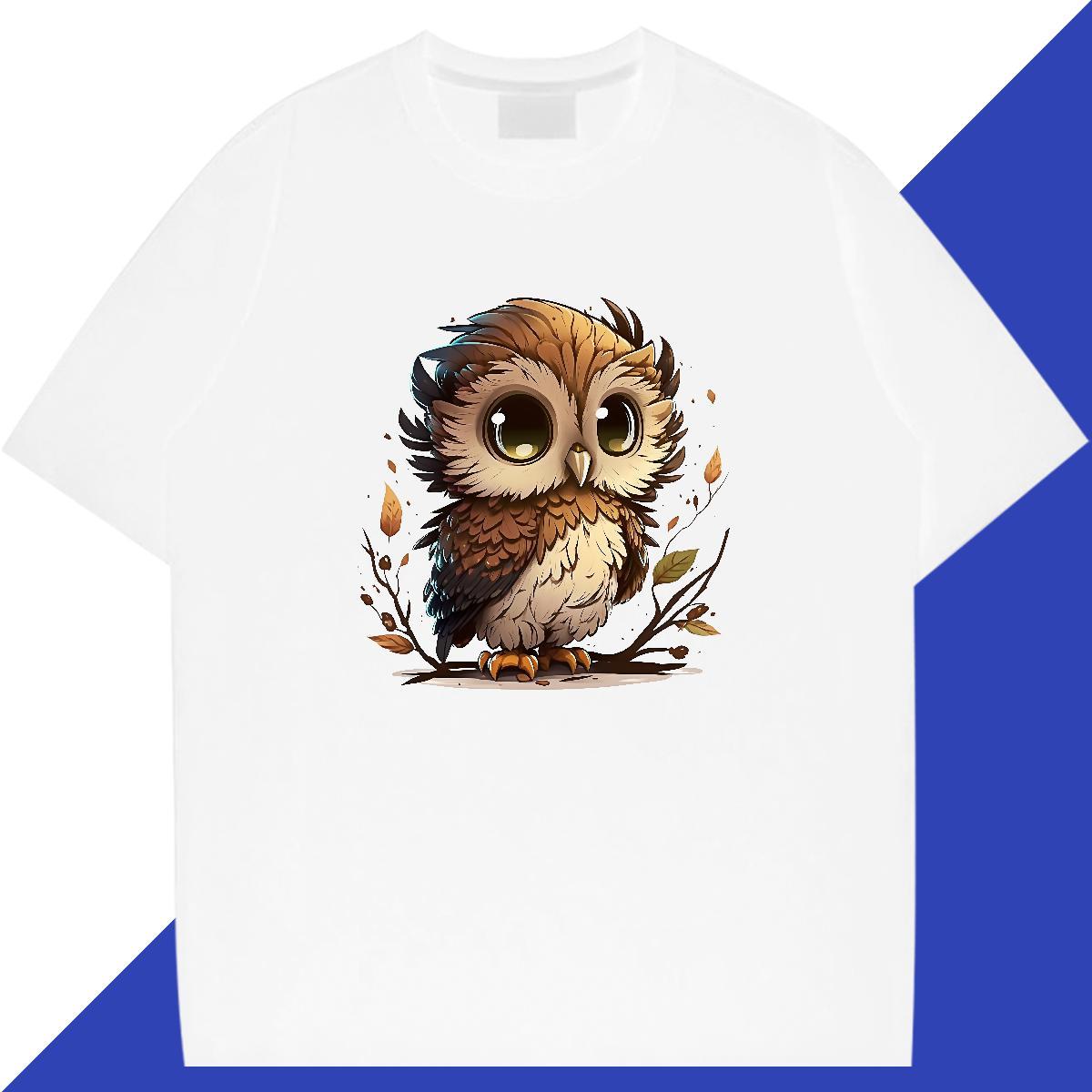 Casual New T-Shirts for Men 230g Cotton Owl Spring Summer Tops Tees Breathable Crew Neck Wholesale Men Tees Black Oversized