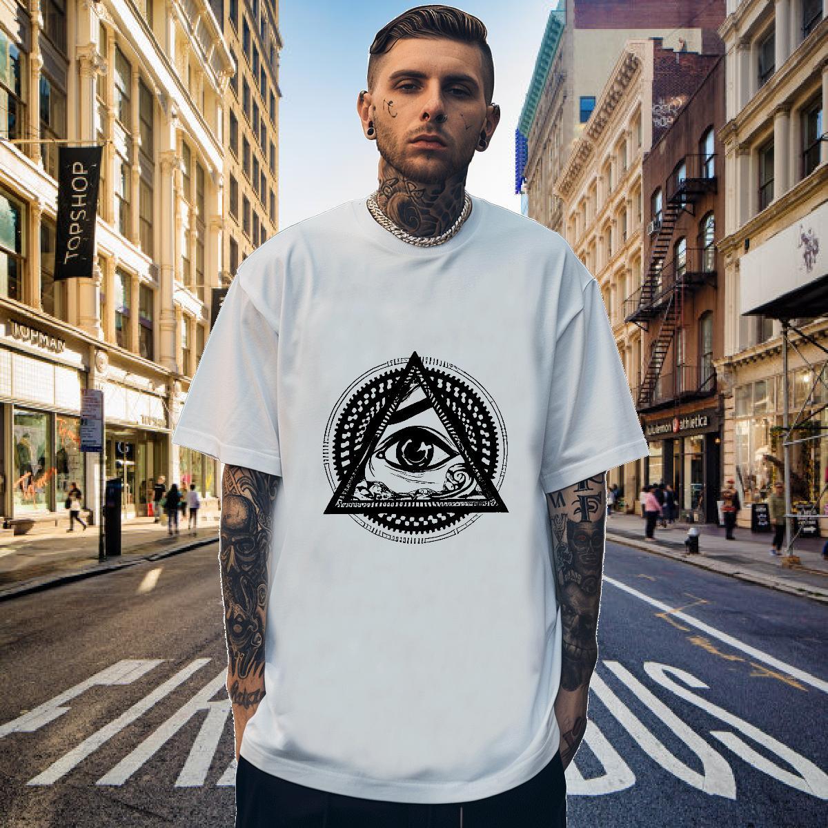 T-Shirts for Men 100% Cotton 230g eyes Street Breathable Crew Neck Graphic Men Tshirts DIY Customized Free Shipping Top Tees