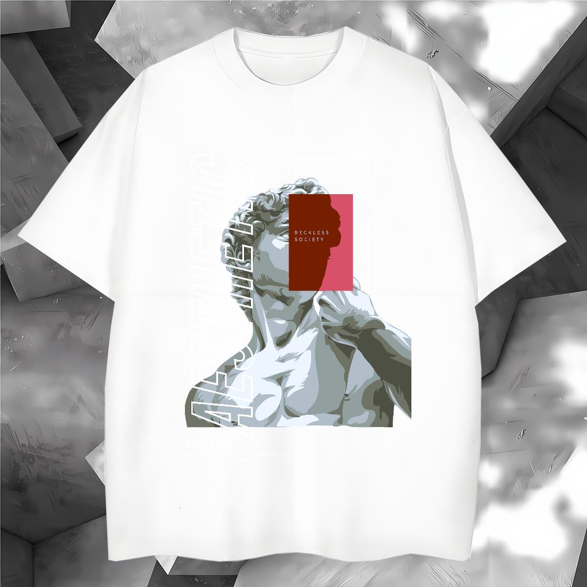 DIY Customized Men T Shirts 230g 100% Cotton Statue of David Casual Daily Wear Tops Shirt Breathable Short Sleeve Brand Tshirts Custom Print Oversized