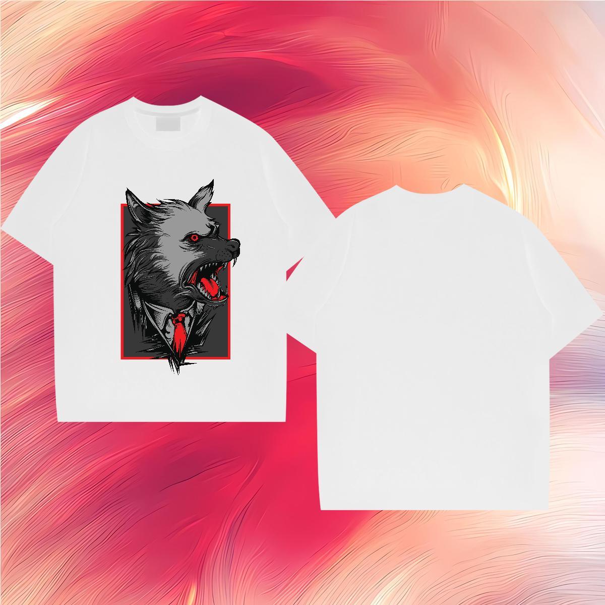 Fashion New Man T Shirts 230g 100% Cotton wolf Home Outdoor Clothes Breathable Short Sleeve TOP Quality Men Tops Tees Custom Printed