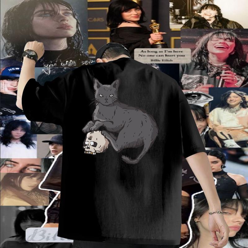 New Designer T Shirt For Man 230g Cotton cat Daily Outfit Wear Pure Cotton Cool Men Tops Tees Oversized 4XL