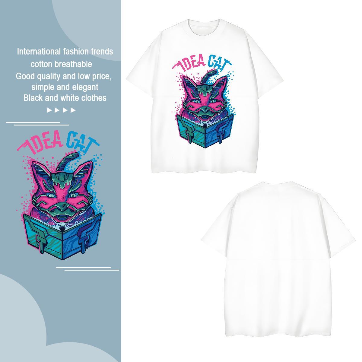 T-Shirts 230g 100% Cotton letter Casual Beach Short Sleeve O-Neck Anime Print Tshirts New Designer Cool Tees Shirts