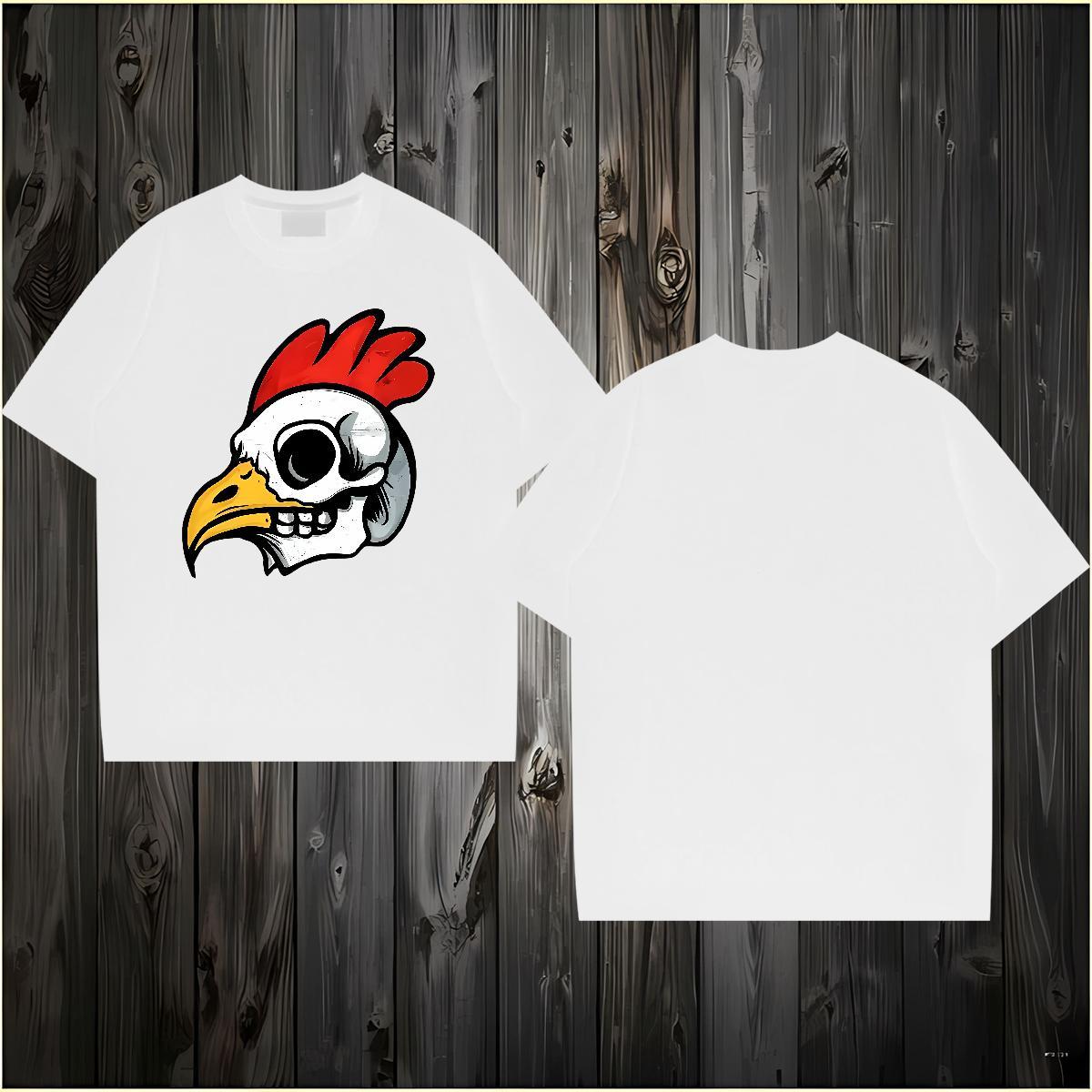 2024 Summer T-Shirts 230g Cotton chicken Casual Daily Wear Tee Shirt Breathable Short Sleeve Soft Tshirts DIY