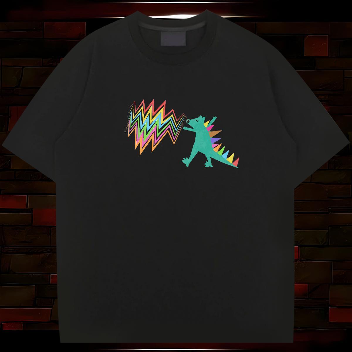 Men T Shirts 100% Cotton 230g dinosaur Hip Hop Breathable Short Sleeve Black White Couples T Shirts Factory Direct Cool Design Tees