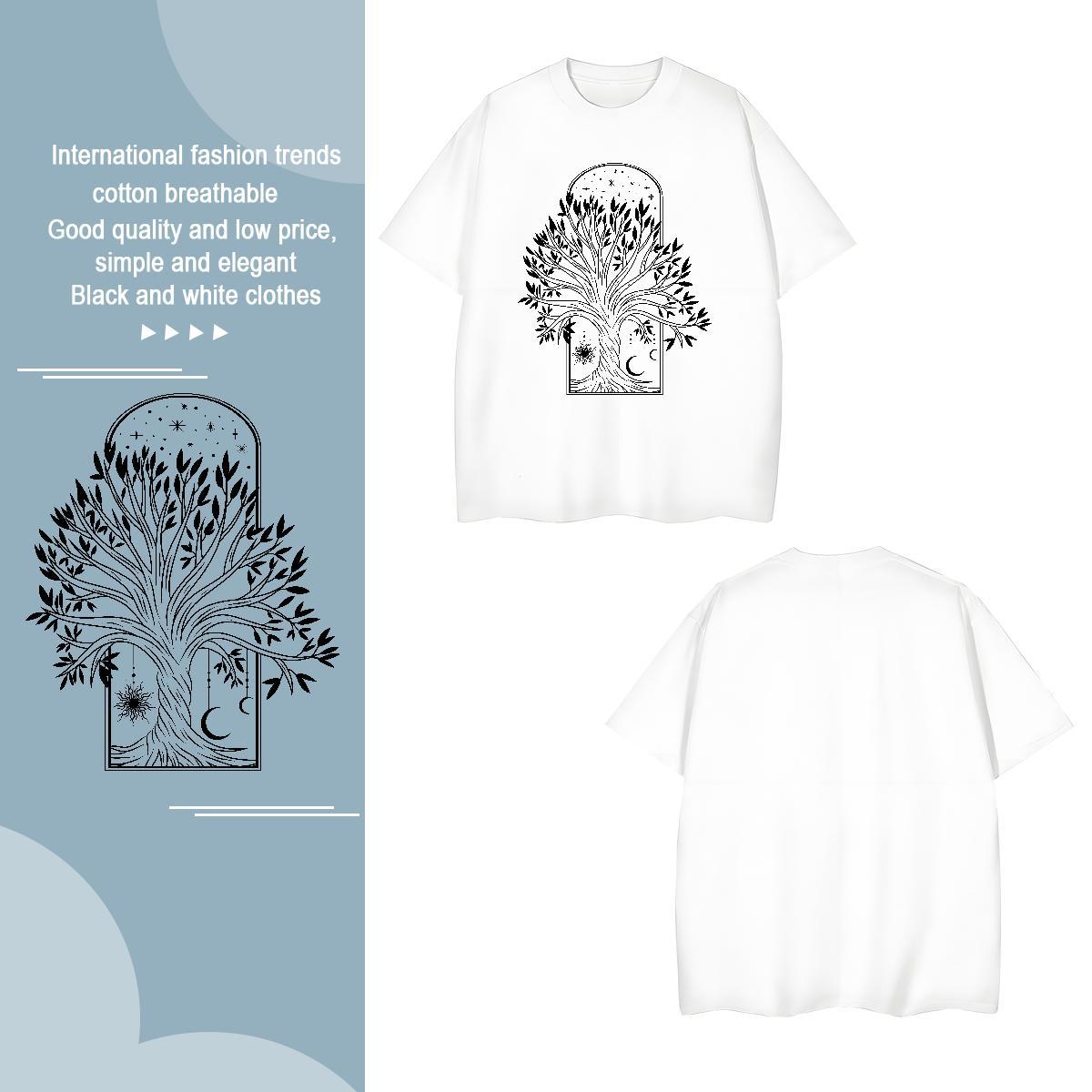 T Shirt For Man 230g Cotton tree Street Wear Short Sleeve Soft DIY Men Tshirts Stylist Free Shipping Top Tees