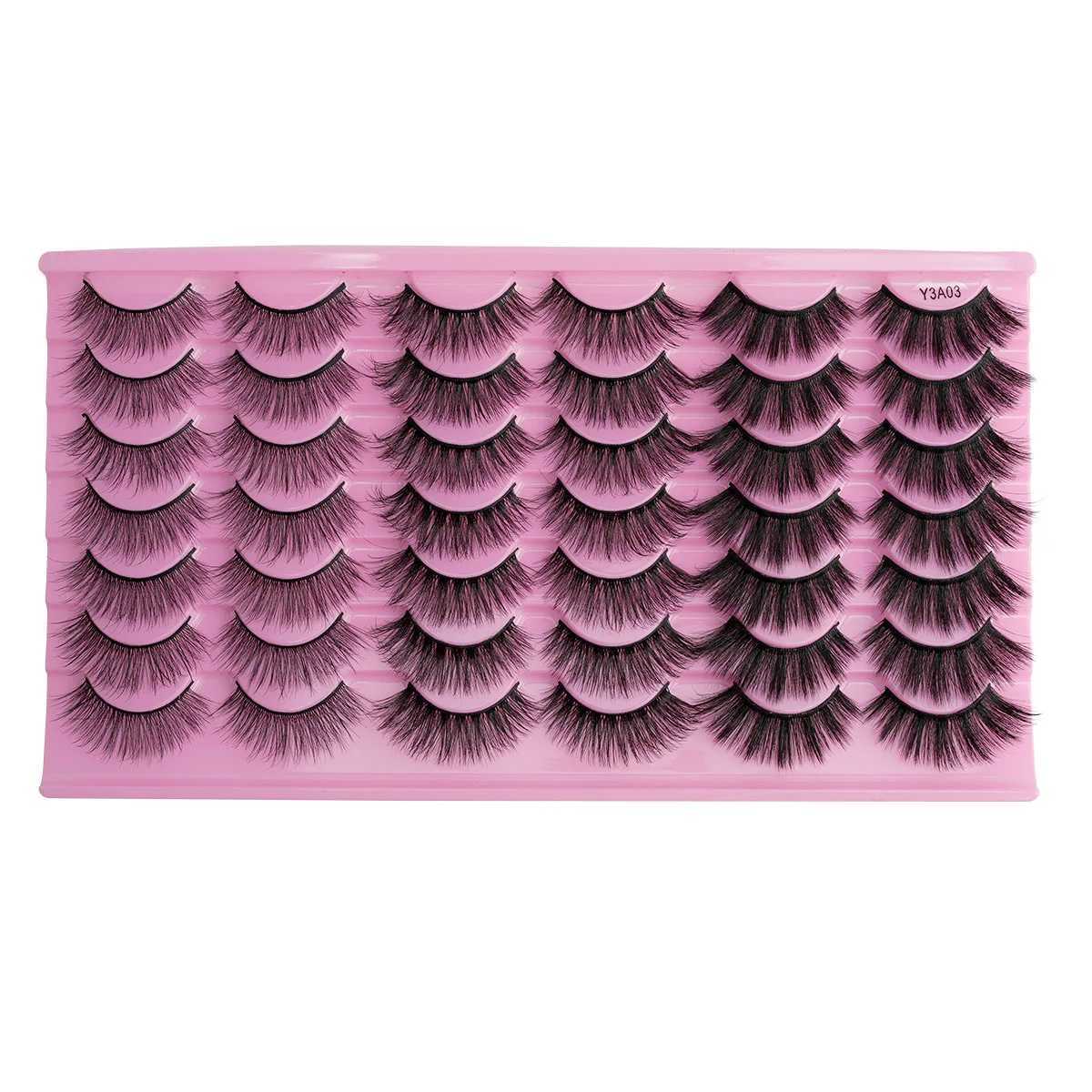 3/10/21 Double Wispy False Eyelash Thick False Eyelash Strips Fluffy Mink Eyelash Natural Curling Eyelash Extension Makeup Maquillaje W240803