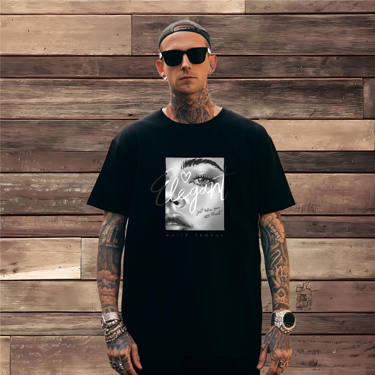 Man T Shirts 230g Pure Cotton eyes Daily Outfit Short Sleeve O-Neck Anime Print Tshirt for Man Woman Fashion Designer Free Shipping Top Tees