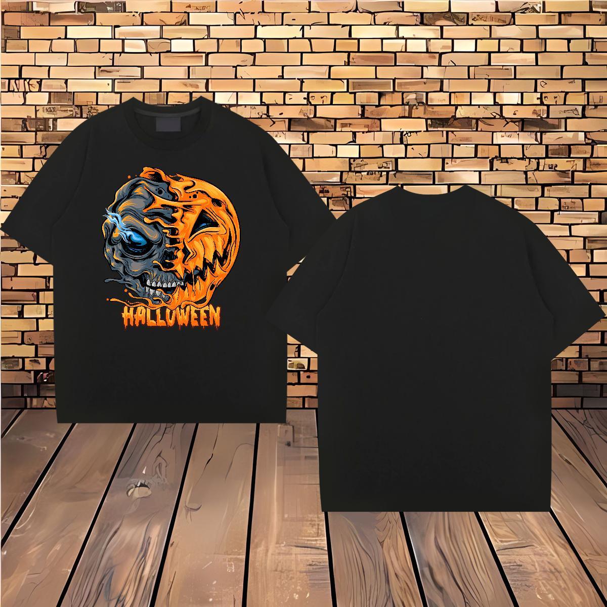2024 T Shirts Men 230g 100% Cotton Halloween Street Tops Crew Neck Popular Tshirts Custom Big Size