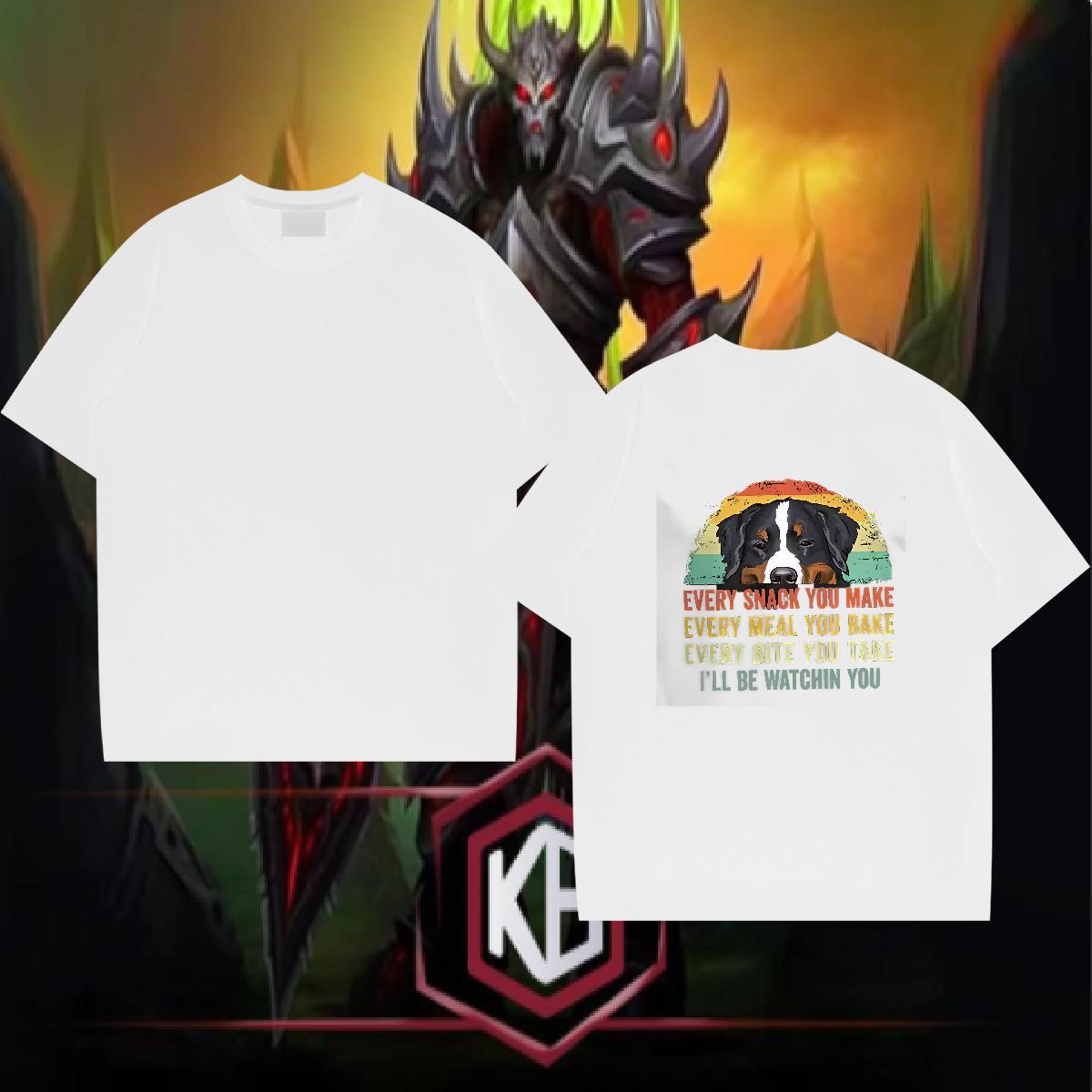 2024 Summer T Shirt For Man 100% Cotton 230g dog Casual Daily Wear Tops Breathable Short Sleeve Loose Fit Men Tees Custom Cartoon