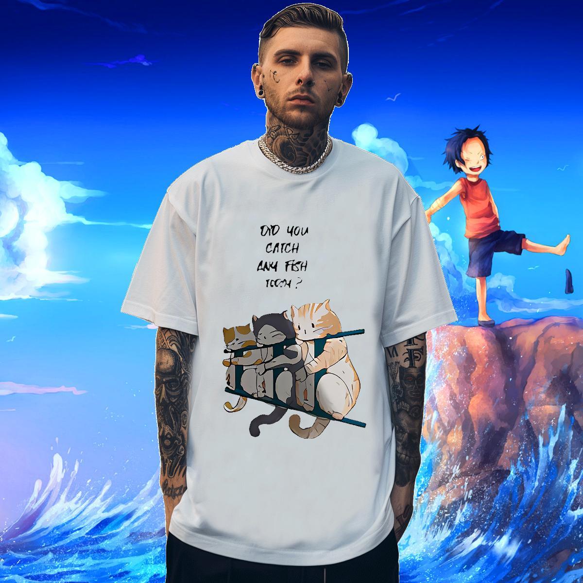 T-Shirts for Men 230g Pure Cotton cat Casual Daily Wear Crew Neck Breathable Customized Print Men Tshirts Factory Direct Popular Clothes