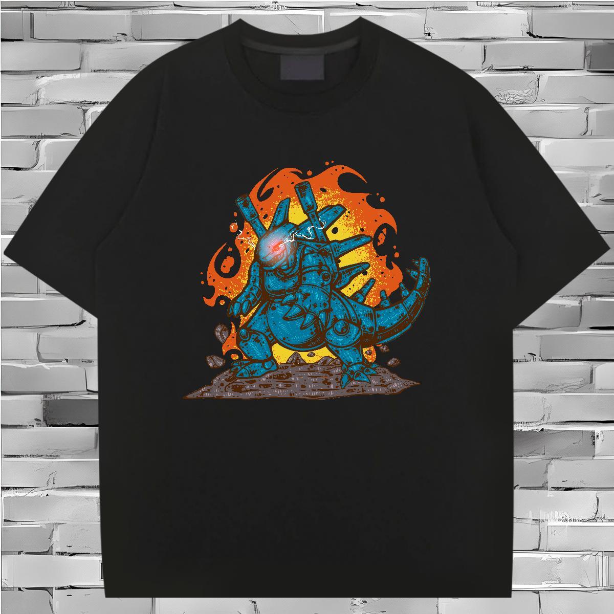 Fashion Mens T Shirts 230g Pure Cotton dinosaur Outdoor Tee Shirt Crew Neck TOP Quality Couples T Shirts Oversized