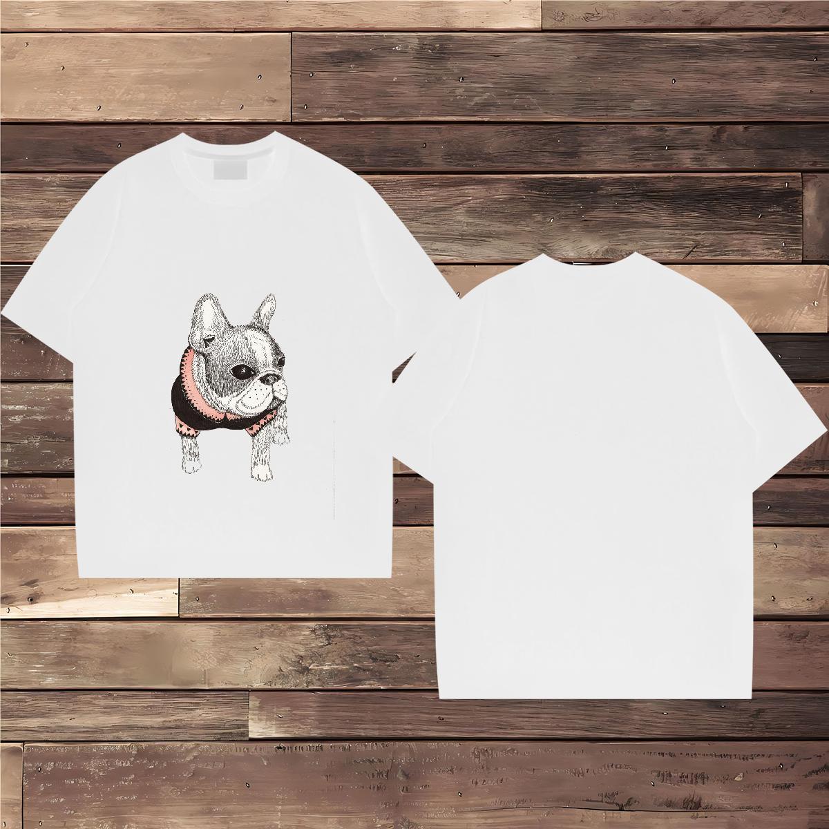 Fashion New Man T Shirts 230g 100% Cotton Dog Outdoor Polos Breathable Crew Neck Soft Couples T Shirts Cartoon Print