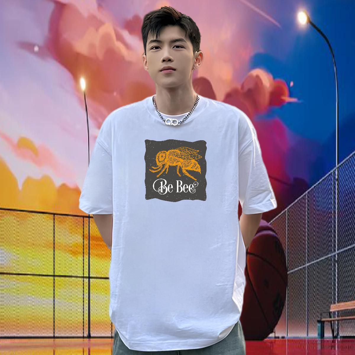 2024 New T-Shirts for Men 230g Cotton bee Outdoor Tops Breathable Short Sleeve Designer Men Tshirts Custom Print Plus Size