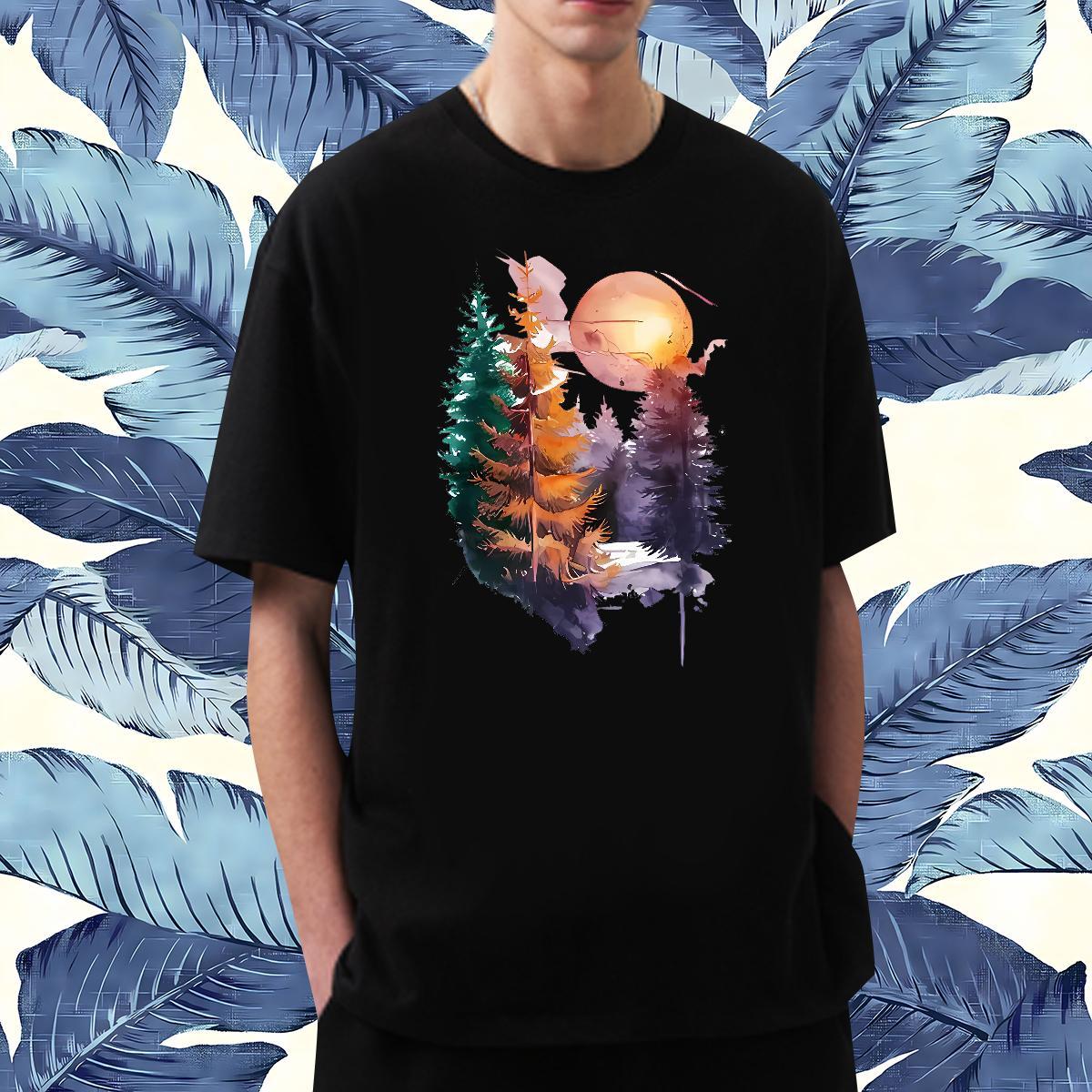 Fashion Men T Shirts 230g Cotton tree Hip Hop Tee Shirt Breathable Soft TOP Quality Couples T Shirts Black Oversized