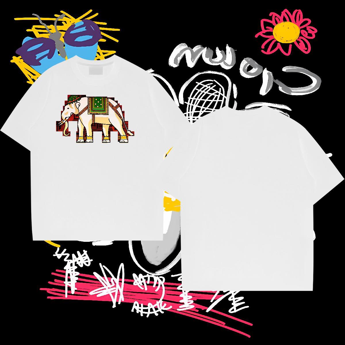 New Arrival Man T Shirts 100% Cotton 230g elephant Street wear Hip Hop Tees Breathable Cool Design Mens Tshirts Cartoon Print
