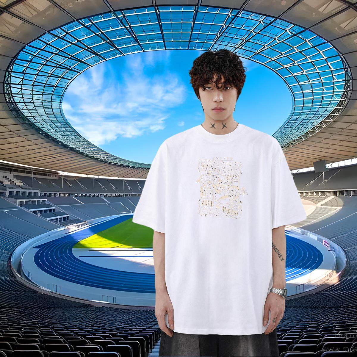 Wholesale Mens Tshirts 230g 100% Cotton Summer Casual Motorcycle DIY Crew Neck 2024 Summer T shirt Tee Shirt