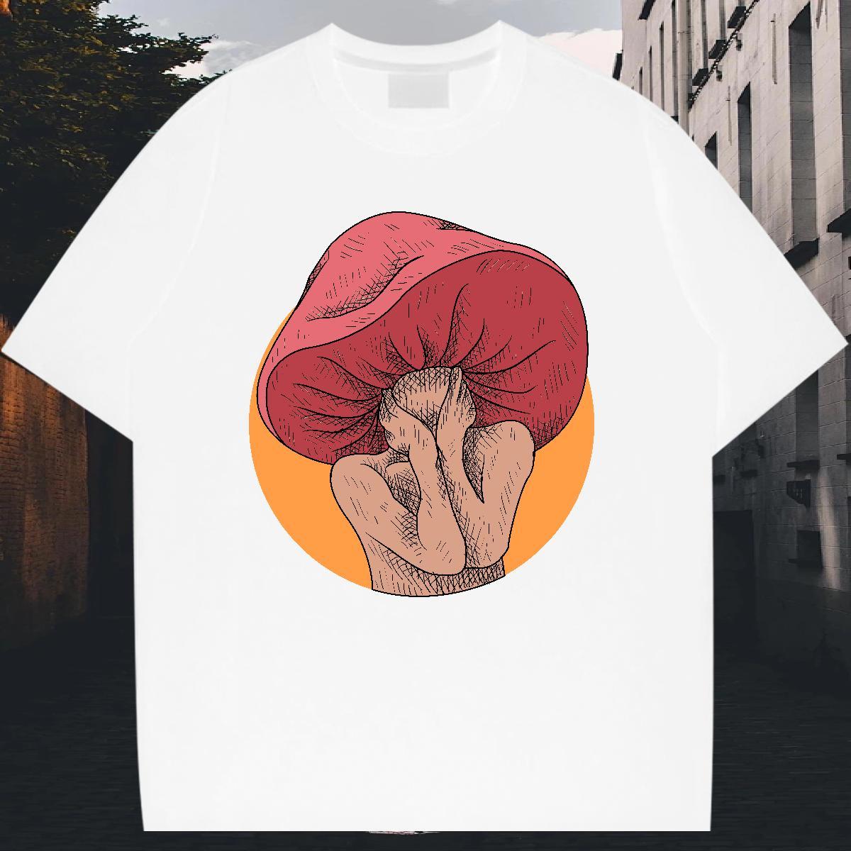 Designer Men Tees 230g Cotton Summer Casual mushroom Anime Short Sleeve O-Neck Fashion Designer Men T Shirts Top Tees