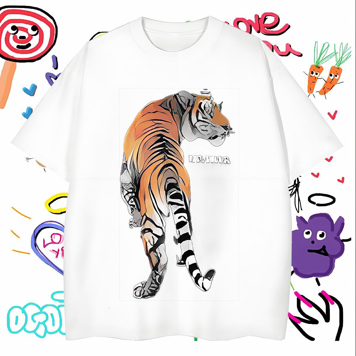 Stylist T Shirt For Man 230g Cotton tiger Beach Wear Breathable Free Shipping Tshirts Oversized 4XL