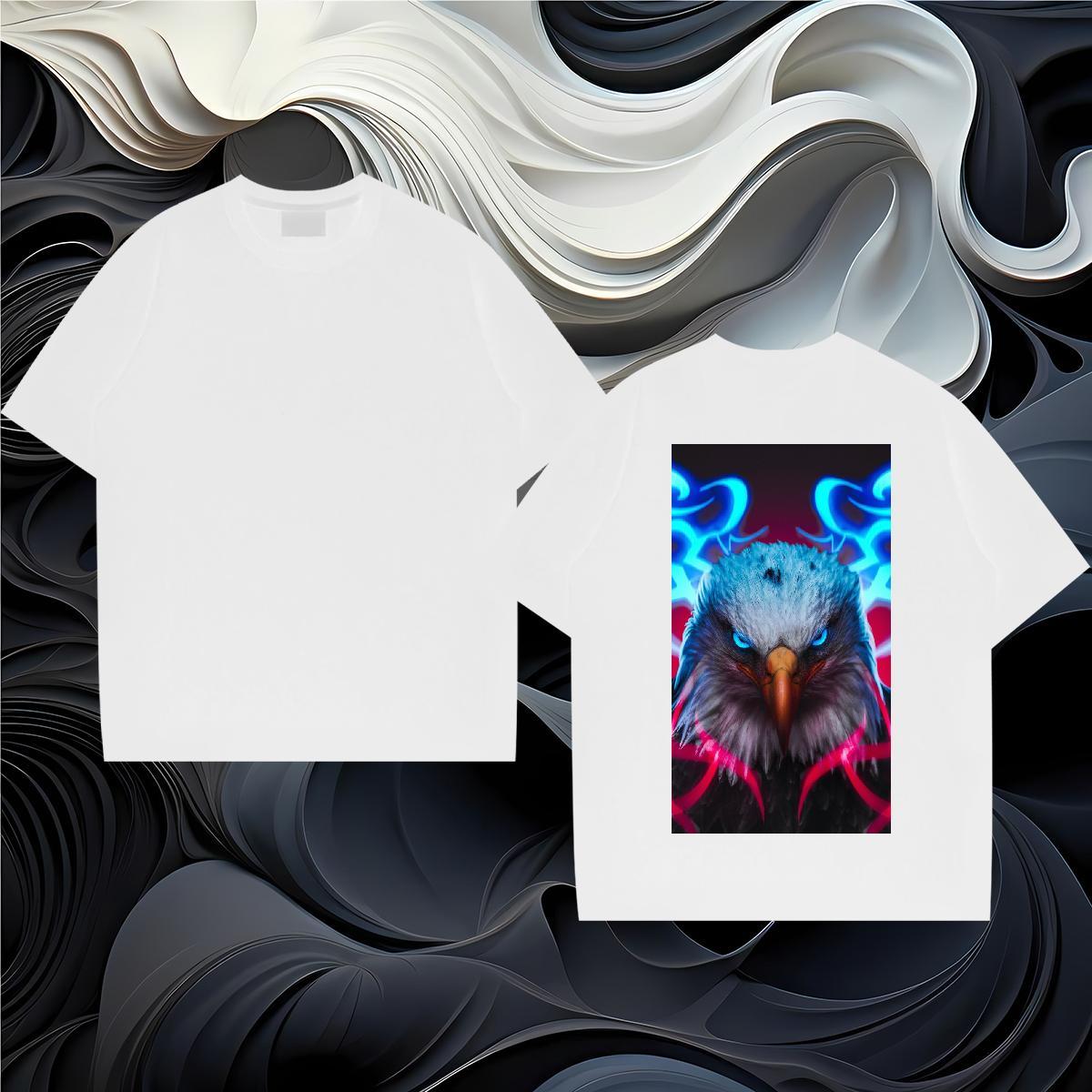 Fashion Casual Mens T Shirts 230g Cotton eagle Beach Wear O-Neck Short Sleeve Loose Tshirt for Man Woman Plus Size Cartoon