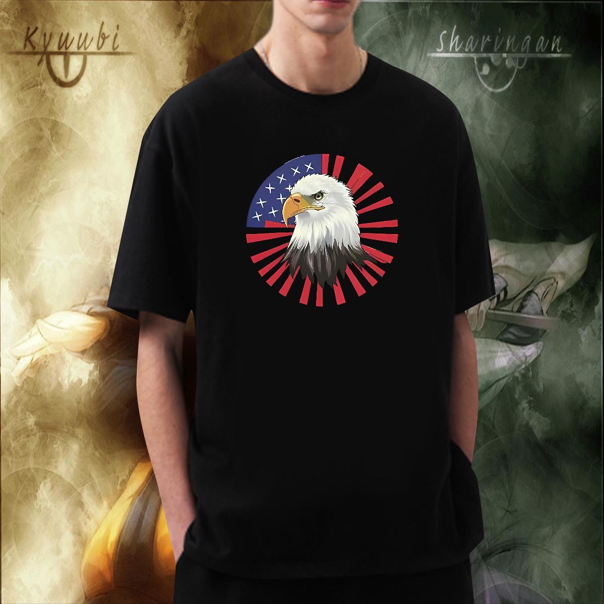 Designer Mens Tshirts 230g 100% Cotton Street Casual eagle Black Oversized Pure Cotton DIY Customized T shirt Top Tees