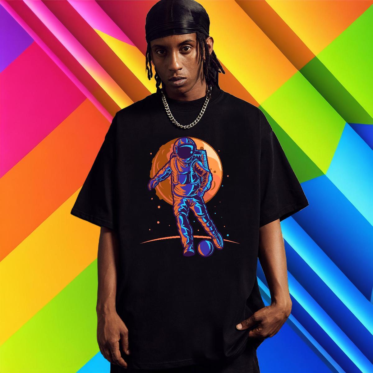 T Shirt For Man 230g 100% Cotton cosmonaut Sport Round Neck Short Sleeve Custom Cartoon Men Tees Fashion Popular Tops Tees