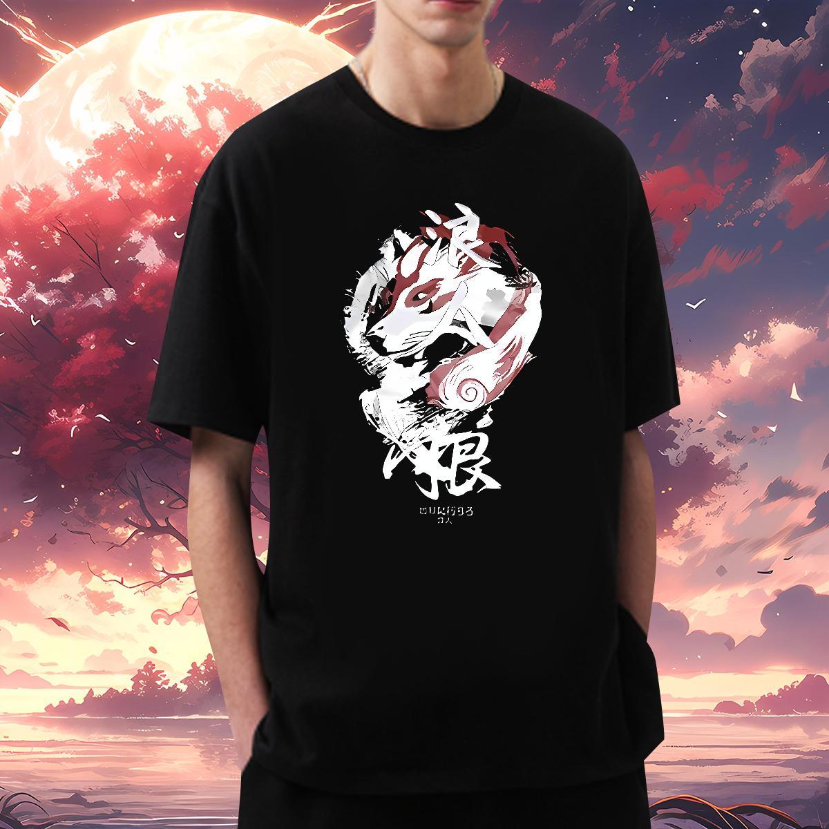 Mens T Shirts 100% Cotton 230g Line Dragon Street Pure Cotton Cartoon Printing L-4XL Men Tees New Brand Clothes