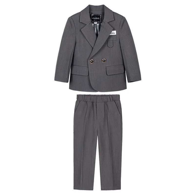 Suits Childrens Solid Color Suits Set Autumn Winter British Fashionable Boys Event Host Performance Party Costume Kids Blazer Pants
