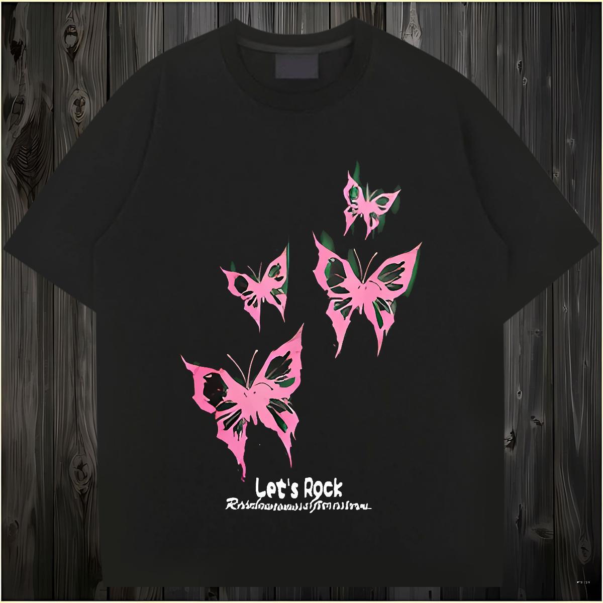 Wholesale T Shirt For Man 230g Cotton Butterfly Home Outdoor Tops Crew Neck TOP Quality Mens Tshirts DIY Anime