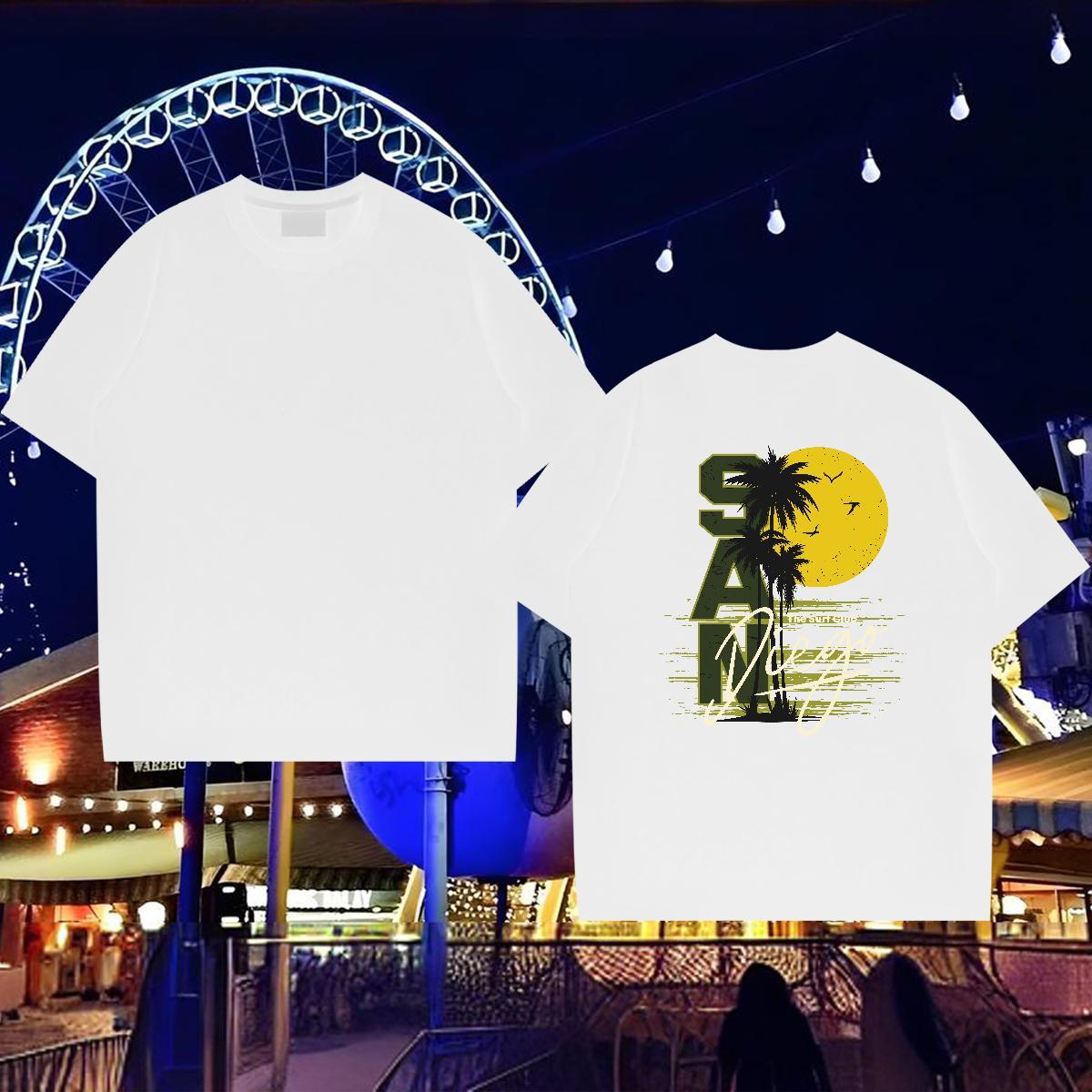 Free Shipping Man T Shirts 230g Pure Cotton tree Street Casual Tops Breathable Classic Tshirts Oversized