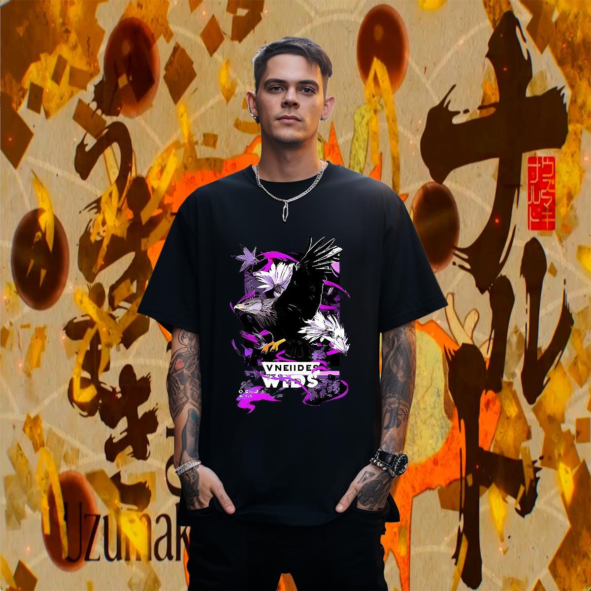 Loose Men Tops Tees 230g 100% Cotton Casual Beach eagle DIY Anime O-Neck Short Sleeve New Man T Shirts Clothings