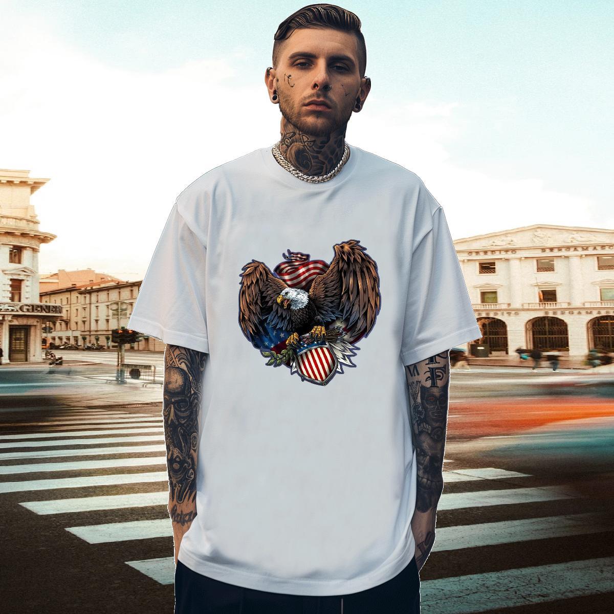 Loose Fit Men Tees 230g Cotton cool T-Shirts Street Round Neck Short Sleeve Asian Size Casual New Tops