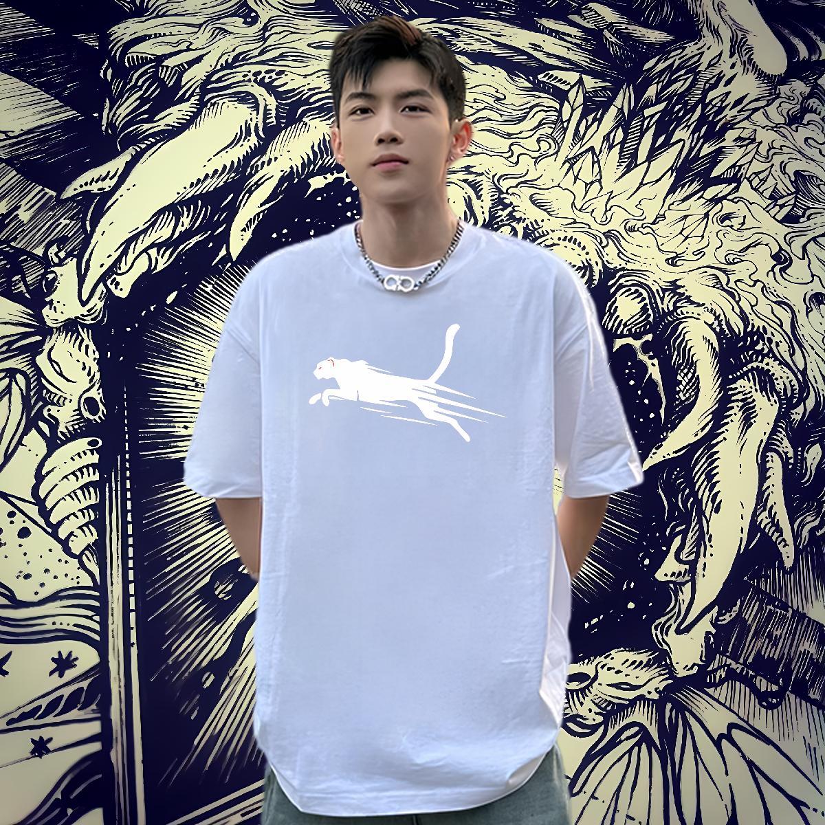 Custom T-Shirts for Men 100% Cotton 230g cat Hip Hop Street Tee Shirt Breathable Short Sleeve TOP Quality Tshirts Skull
