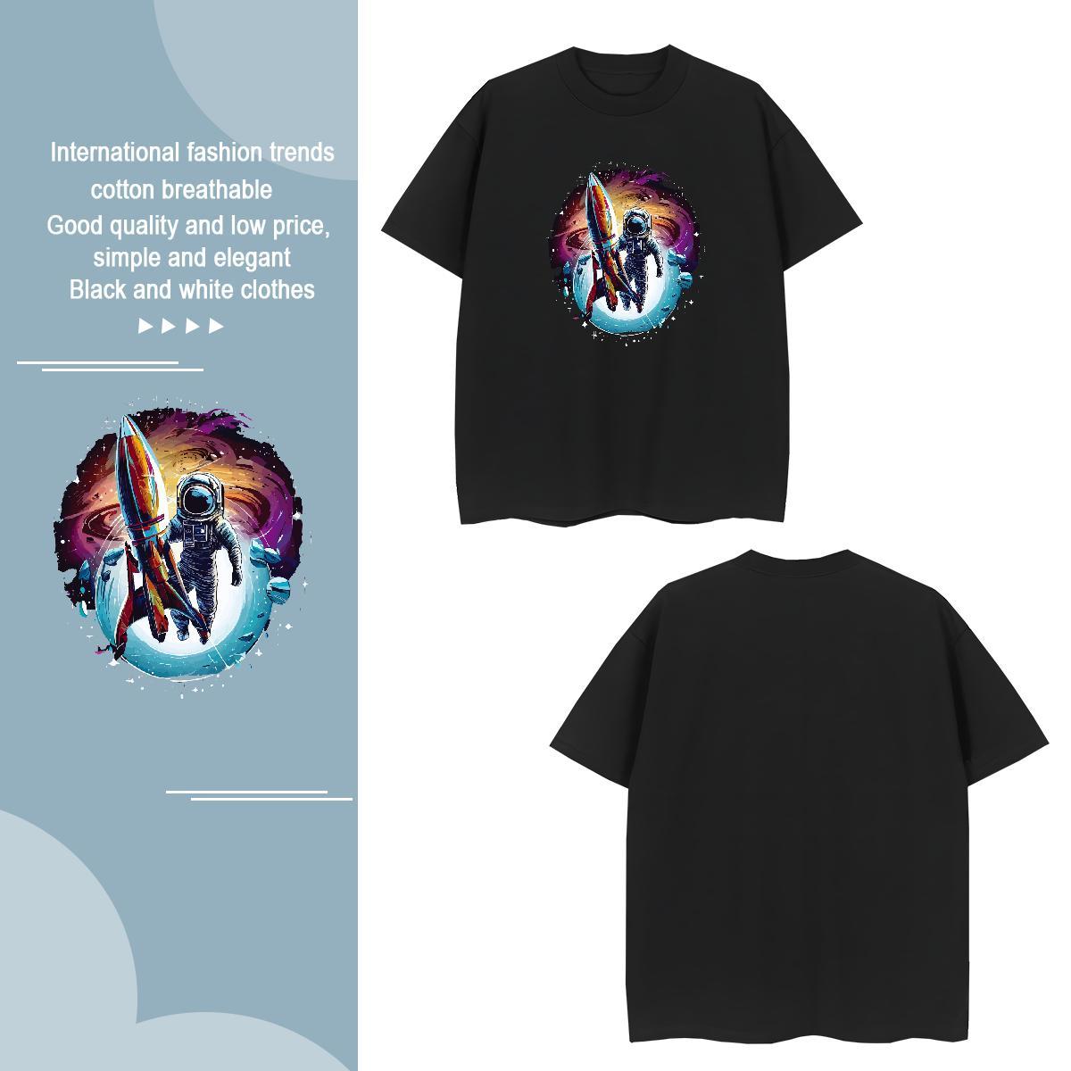 Mens T Shirts 230g Pure Cotton universe Casual Beach Breathable Short Sleeve Black Oversized Couples T Shirts Custom Loose Tshirts