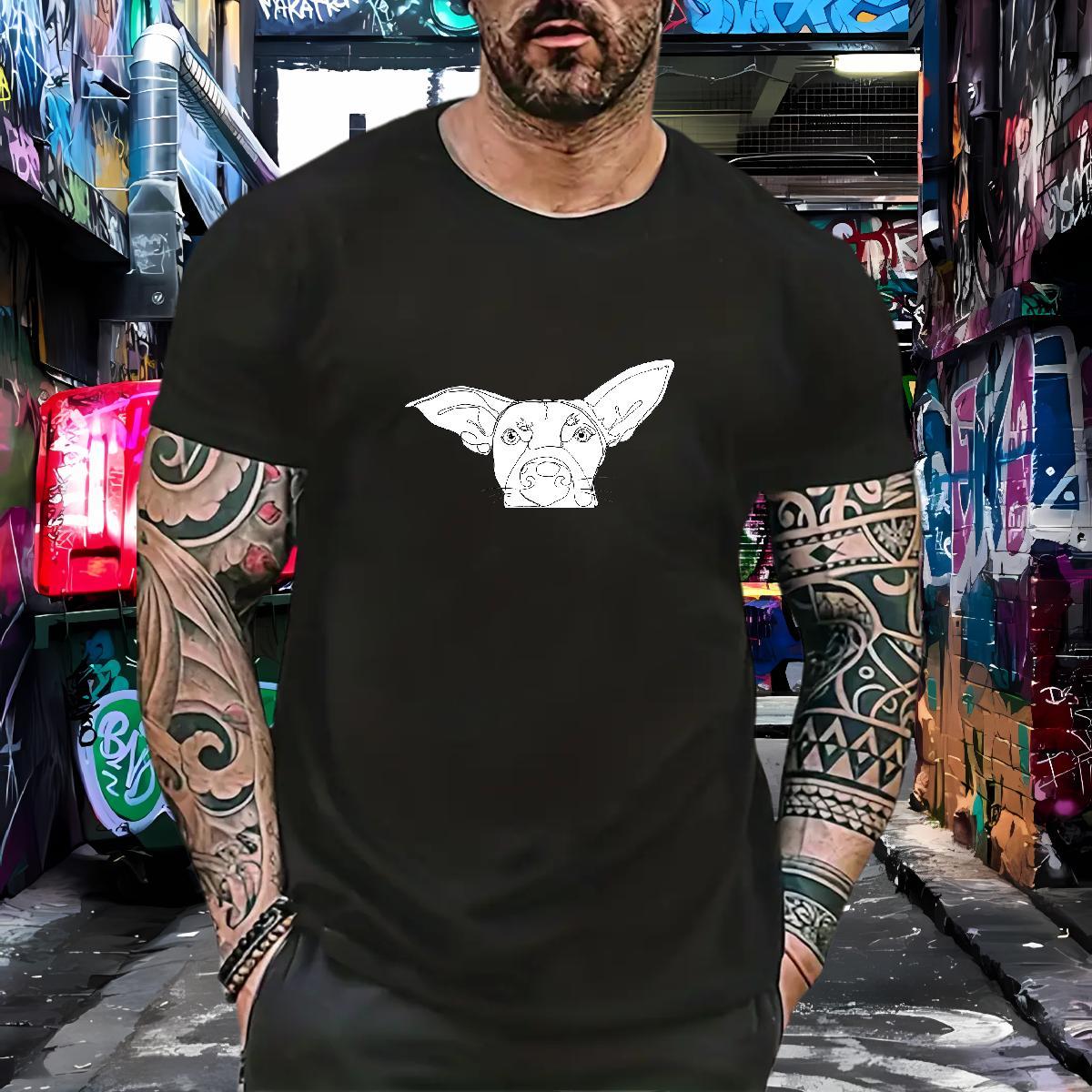 Designer Fashion T Shirt For Man 230g 100% Cotton dog Outdoor Tops Breathable Short Sleeve Soft Men Tops Tees Black Oversized