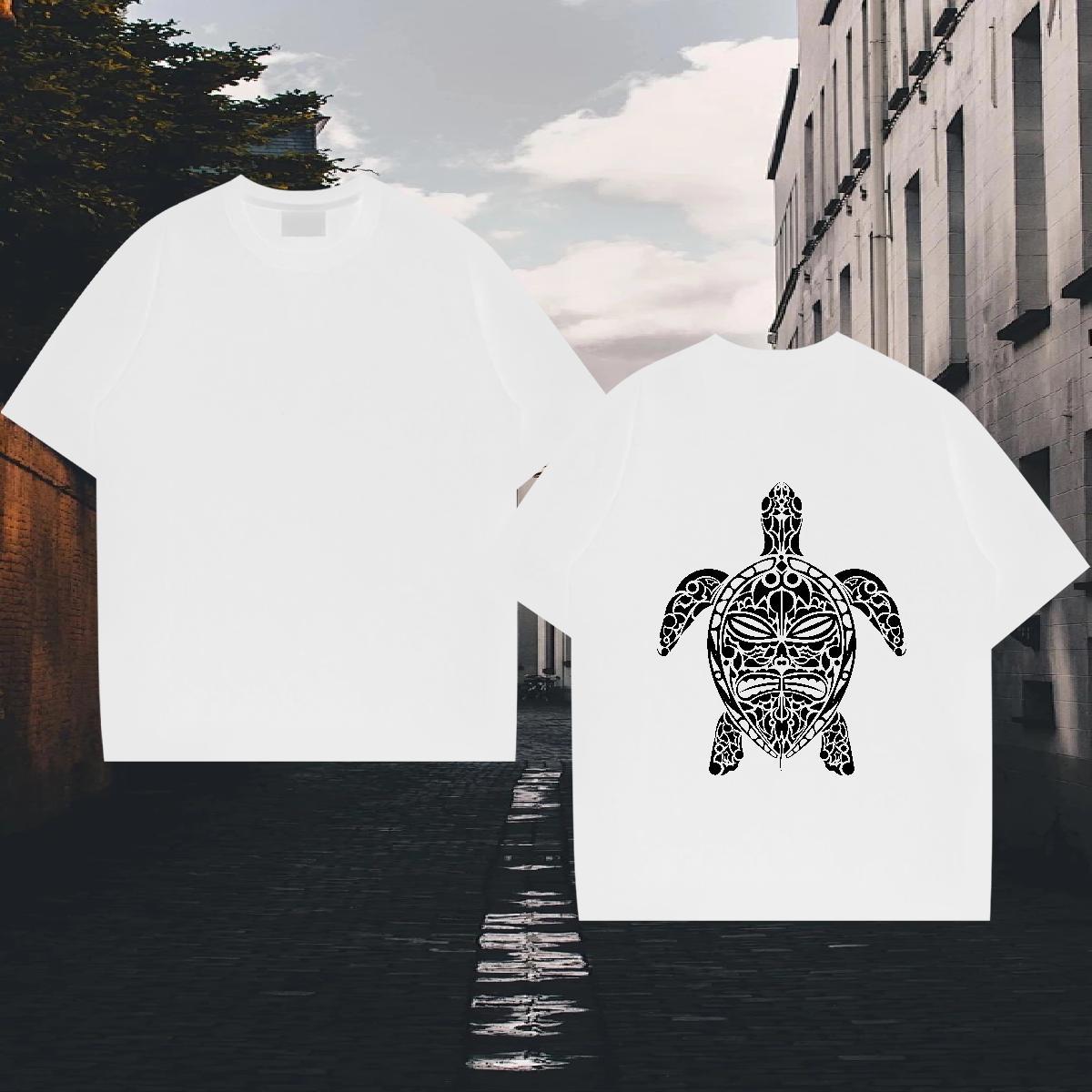 Casual New T-Shirts 230g Cotton tortoise Street wear Hip Hop Clothes Breathable Crew Neck Popular Men Tees Anime Print