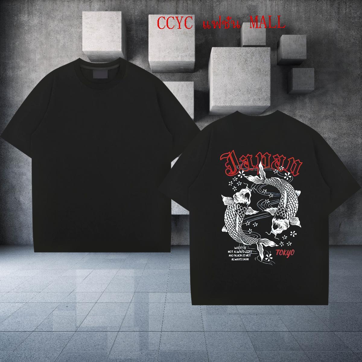 2024 Summer Mens T Shirts 230g 100% Cotton fish Daily Wear Polos O-Neck Short Sleeve Loose Fit Tshirt for Man Woman Cartoon Print