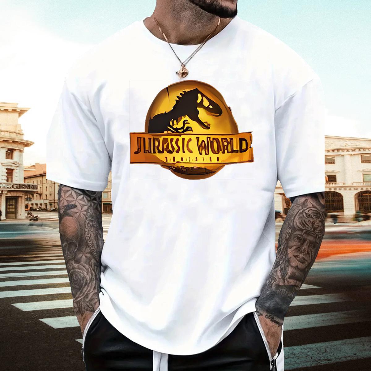 Casual New T Shirt For Man 230g 100% Cotton dinosaur Home Outdoor Tee Shirt Pure Cotton Comfortable Men Tshirts Asian Size