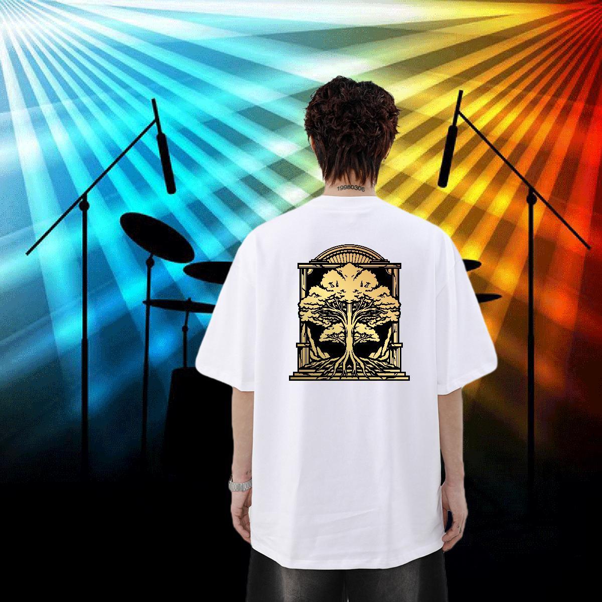2024 Summer T-Shirts for Men 230g Cotton tree Home Outdoor Clothings Crew Neck Breathable Loose Fit Men Tshirts Customized