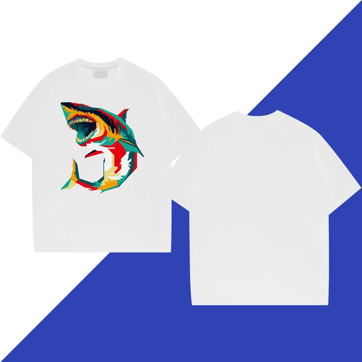 2024 DIY T Shirt For Man 230g Pure Cotton shark Home Outdoor Clothings O-Neck Short Sleeve Unisex Men Tees DIY Logo Oversized