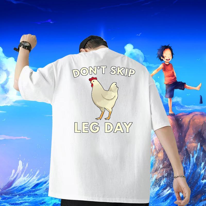 2024 T-Shirts for Men 230g Pure Cotton chicken Casual Daily Wear Tshirts Short Sleeve Soft Cool Design Mens Tshirts DIY Printed