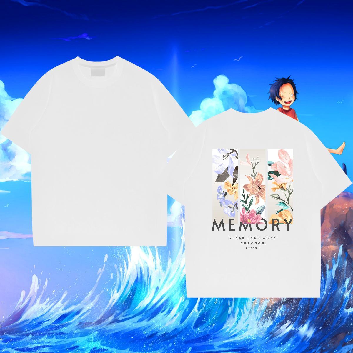 Customized T shirt 230g Pure Cotton flower Casual Tops Round Neck Short Sleeve Soft Couples T Shirts Custom Big Size