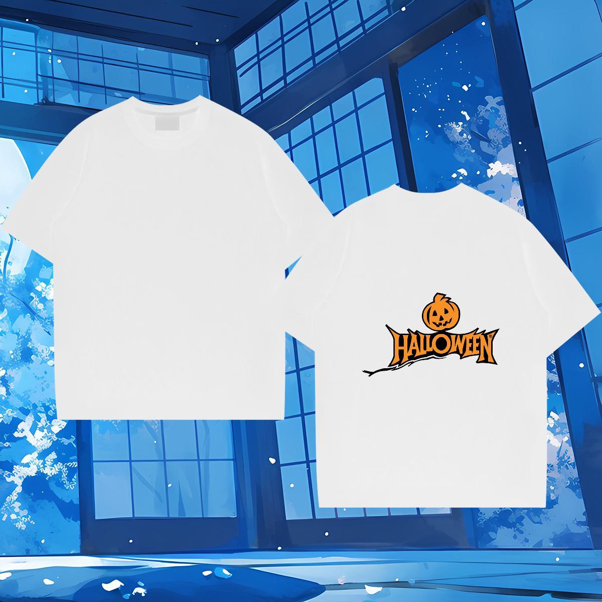 2024 Summer T Shirts Men 230g 100% Cotton pumpkin Spring Summer Tees Shirts Short Sleeve Soft Loose Fit Men Tees Customized