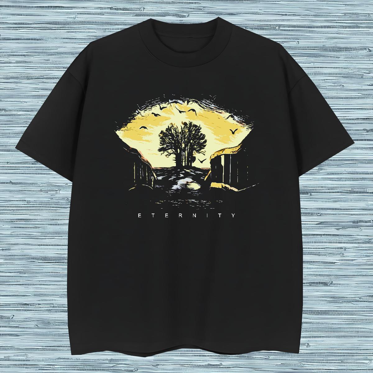 T Shirt For Man 100% Cotton 230g tree Daily Wear O Neck Short Sleeves Asian Size Men Tshirts New Designer TOP Quality Tee Shirt