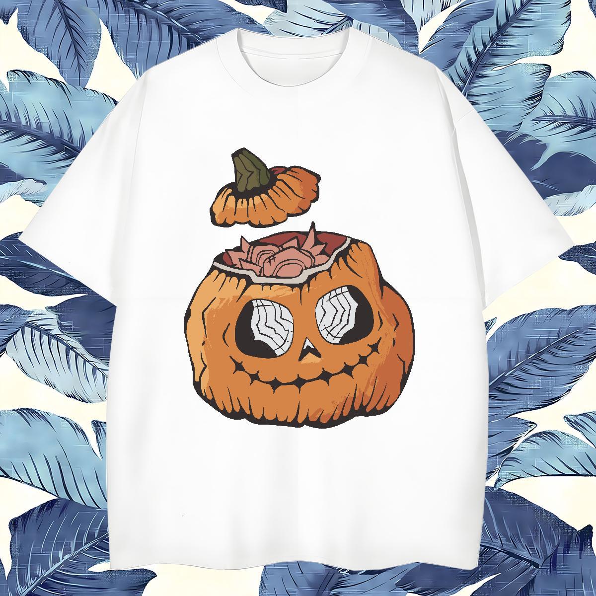 New Designer T-Shirts 100% Cotton 230g pumpkin Daily Wear Tops Breathable Crew Neck Comfortable Tshirts Cartoon Print