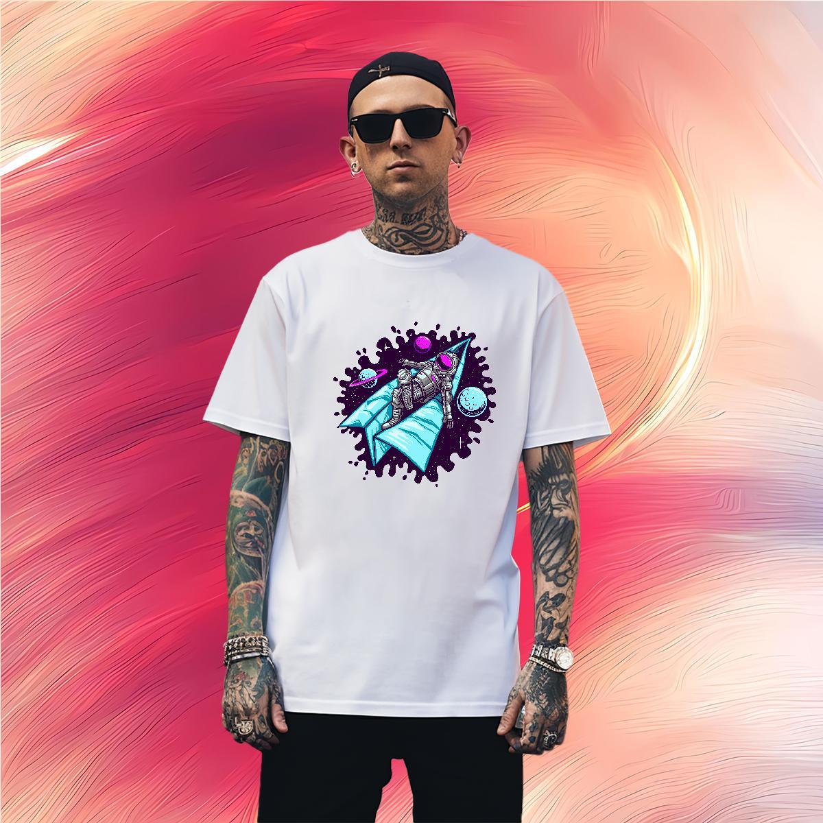 T-Shirts 100% Cotton 230g cosmonaut Street Casual Breathable Crew Neck Asian Size Men Tees Fashion New TOP Quality Top Tees