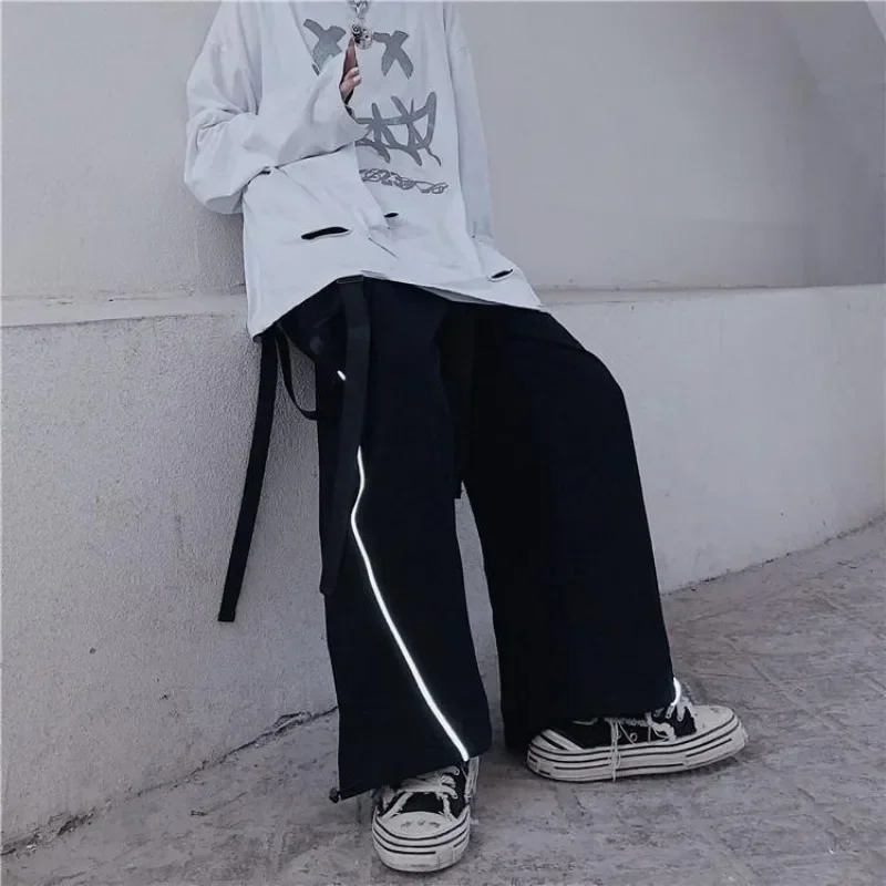 Mens Cargo Pants Wide Male Trousers Black Straight Big Size Emo Baggy Slacks est Techwear Loose Street Fashion Designer 240806