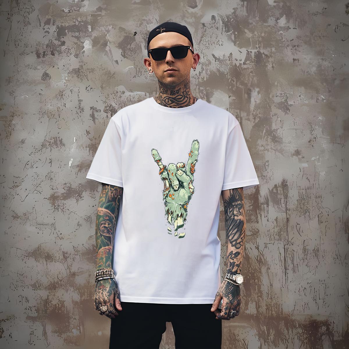 T shirt 230g Pure Cotton hands Daily Outfit Breathable Black Oversized Men Tops Tees Fashion Casual Classic Tee Shirt