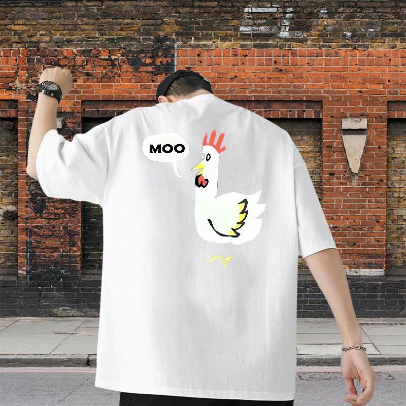 Wholesale T Shirts Men 230g 100% Cotton chicken Outdoor Tops Short Sleeve O-Neck High Quality Men Clothes T-Shirt Oversized 4XL
